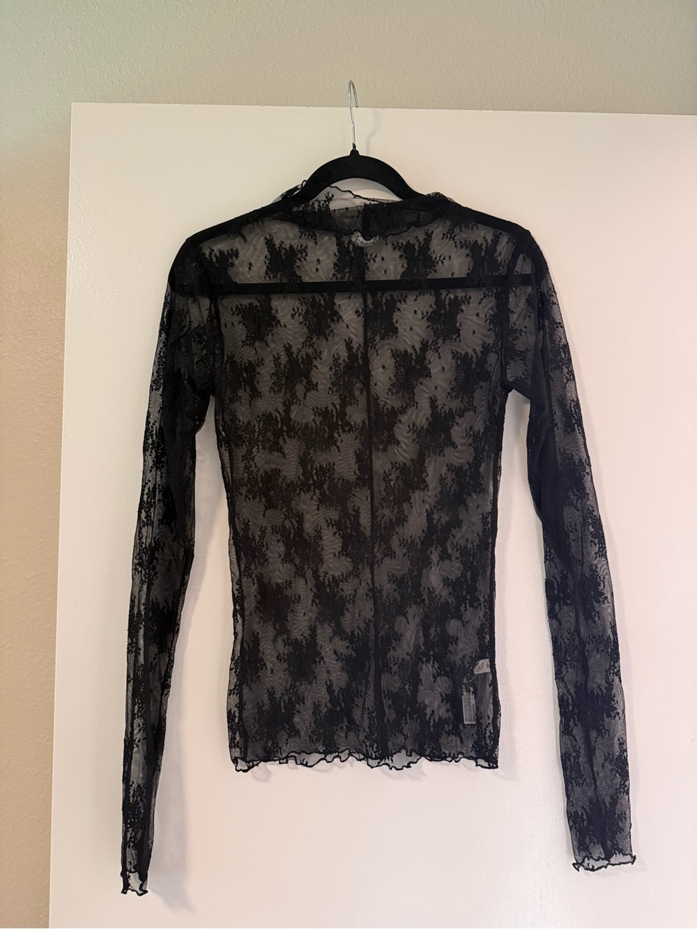 Free People Black Sheer Lace Long-Sleeve Top - Picture 2 of 4